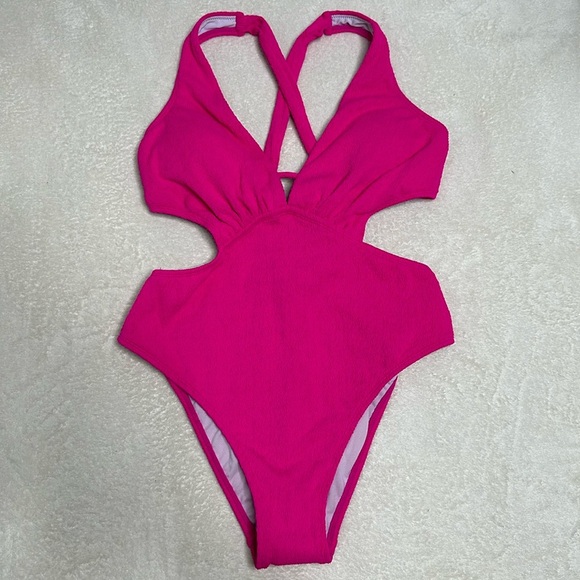 New Barbie neon Pink textured monokini in size Medium - Picture 1 of 5